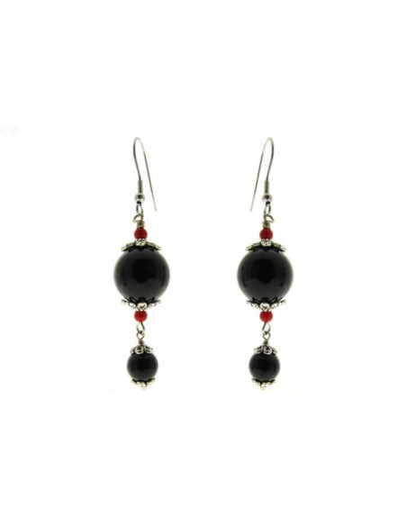 Orecchino pendente con pietre nere grande